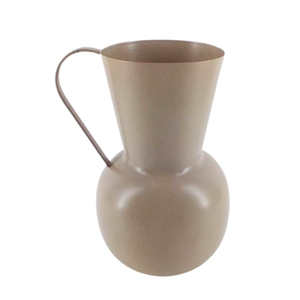 Home Decorative Iron Flower Vase With Handle <b>Matt</b> Pearl Color Flower Pot For Living Room <b>Table</b> top Decor Handmade - Product Image 4