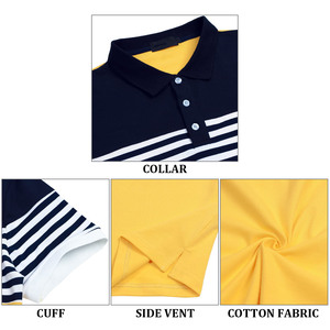 Streetwear décontracté respirant avec logo personnalisé, polos à rayures en polyester 100% pour hommes, polos de golf à manches courtes - Product Image 6