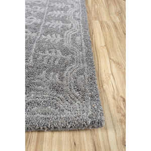 Tapis Imara en laine et viscose tufté à la main, gris et noir, motif médaillon, rectangulaire, rayé, pour la maison, le couloir, la chambre, le chevet, 3D Tra-13391 - Product Image 4