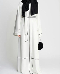 Abaya brodée blanche de Dubaï Vêtements islamiques arabes pour femmes Abaya brodée de Dubaï pour mariage et fête - Product Image 5