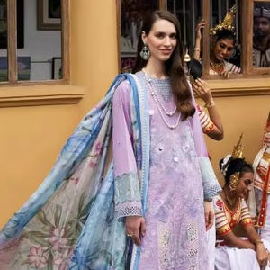 Collection de costumes Salwar pakistanais Dupatta en coton avec patch de broderie attaché à l'auto-broderie pour vêtements de fête vente en gros - Product Image 1