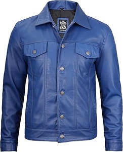 Chaqueta de Cuero para Hombre Mono Riders, Estilo Camionero Vintage, Piel de Cordero Auténtica, Transpirable, Cuello Alto, Cierre de Cremallera, Forro de Piel Sintética - Product Image 5
