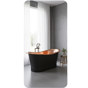 Bañera Rectangular Independiente de Cobre, Lujosa, Hecha a Mano, Clásica, Acabado en Esmalte Negro/Brillo de Cobre, Marca Privada, ODM, OEM - Product Image 2