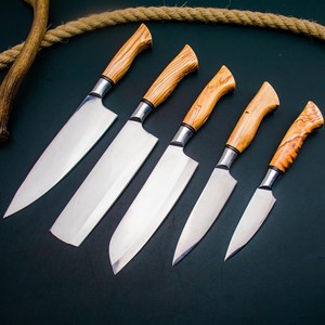 Juego de cuchillos de chef de cocina de acero inoxidable resistente Premium de cinco piezas, hoja multifuncional hecha a mano Premium en línea - Product Image 6