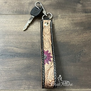Wholesale Custom Hand Strap <b>Key</b> Chain Hand Tooled Genuine Leather Wristlet Keychain Lanyards for <b>Wallet</b> Purse Clutch Cellphone - Product Image 1
