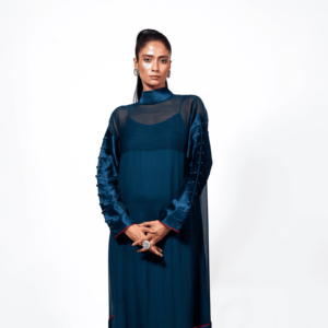 Indigo Sentinel - Conjunto de Vestido Kurti con Pliegues Rojos Indigo - Product Image 1