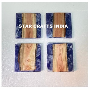 Haute qualité noyer personnalisé bois et résine sous-verres pour boissons résine tasse à thé caboteur moderne bois résine caboteur tasse carré luxe - Product Image 6