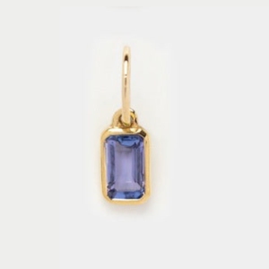 Abalorio rectangular facetado de cuarzo tanzanita, chapado en oro de plata esterlina con fianza, joyería de piedras preciosas pulidas hechas a mano para mujer - Product Image 1