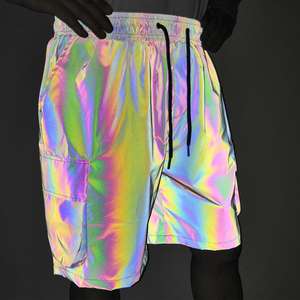 Pantalones cortos holográficos reflectantes blancos Cargo para hombre 100% algodón sólido ropa de calle ecológica para fiesta de Festival servicio OEM - Product Image 2
