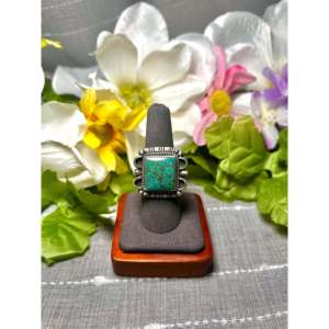 Fred Francis Highgrade Kingman Turquoise & Sterling Silver <b>Adjustable</b> <b>Ring</b> for Gift with Bezel Setting - Product Image 1