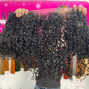 วิกต่อผมมนุษย์100% ผมมนุษย์เรียงตามแนวได้ปรับแต่งได้สำหรับผมต่อแบบหยิกของพิกซี่ - Product Image 2