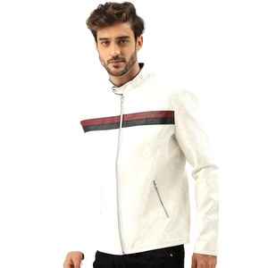 Vestes pour hommes décontractées, printemps, en cuir camouflage enduit, col montant, élégantes, écologiques, respirantes, avec empiècements blancs sur le devant, pour temps froid - Product Image 1