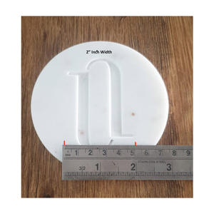 Posavasos de grabado intrincado personalizado Rajasthan indio mármol puro pulido a mano Oficina hogar decorativo té piedra artesanías - Product Image 1