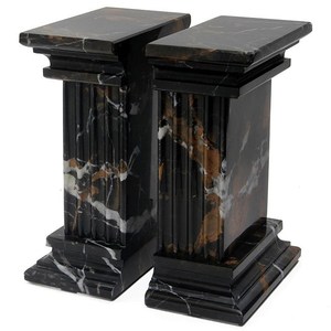 Serre-livres à colonne cannelée en marbre, serre-livres en onyx vert tourbillonnant Renaissance, serre-livres mexicains en marbre onyx vintage - Product Image 3