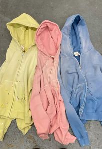 OEM Vintage desgastado 100% algodón de punto lavado invierno rasgado Sudadera con capucha de los hombres sudaderas con capucha conjuntos bordados XL - Product Image 2