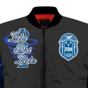 Chaqueta de Satén Zeta Phi Beta, Ropa Griega para Mujer, Azul y Blanco, Sororidad 1920, Bordado con el Escudo ZPB, Ropa Universitaria Premium - Product Image 4