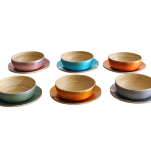 Laca de plato de bambú hilado respetuoso con el medio ambiente, el precio más barato, pintado con cuenco para servir comida, vajilla al por mayor de Vietnam - Product Image 6