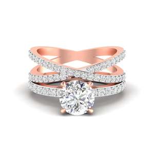 Bague de fiançailles en diamant à tige fendue et taille ronde, 1,50 carat, couleur F, clarté VS, diamant de laboratoire en or 14K, pour tenue de mariée - Product Image 1