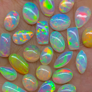 12 pièces boîte éthiopien opale Cabochon bonne qualité Multi Flashy opale Cabochon Lot, mélange forme Welo opale pour la fabrication de bijoux - Product Image 4