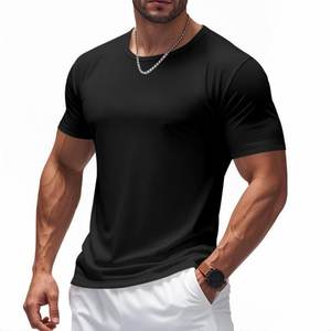 T-shirts pour hommes 100% coton tricoté, style hip-hop, coupe classique, col en V, manches courtes, couleur unie, t-shirt décontracté d'été, séchage rapide, respirant - Product Image 4