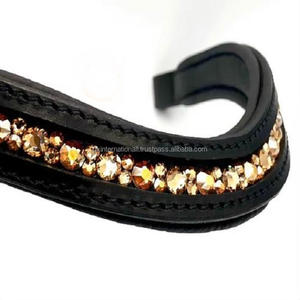 SIGH-banda de cuero para la frente de caballo Avana, canal vacío con incrustaciones de diamantes de imitación de cristal multicolor - Product Image 1