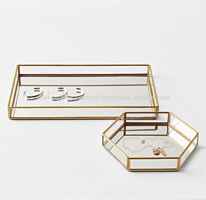 Plateau de service en verre et métal de luxe en gros, écologique, personnalisable, 5 kg pour les boissons, rangement à domicile, organisation, dessus de table - Product Image 4