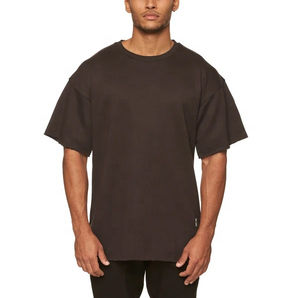 เสื้อยืดคอกลมผ้าคอตตอนพิมพ์ลายกราฟิกโอเวอร์ไซส์สีดำมีน้ำหนักมาก - Product Image 1