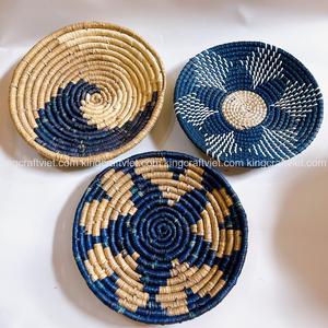 Décoration murale en jonc de mer bleu style bohème, art rustique de luxe pour la maison, fabrication vietnamienne, facile à accrocher, Amazon FBA - Product Image 5