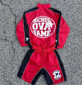 Pantalones cortos impermeables de nailon, conjunto cortavientos de dos piezas, chándal de poliéster de secado rápido, chándal de poliéster liso para hombre - Product Image 2