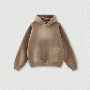 Sweat à capuche unisexe en coton épais délavé au soleil, haute qualité, brodé, impression personnalisée, coupe-vent, écologique - Product Image 6