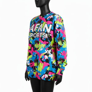 Sweat-shirt pour femmes en tissu polaire brossé 320GSM, design graphique multicolore, impression d'un logo personnalisé, sweat-shirts respirants pour femmes - Product Image 4