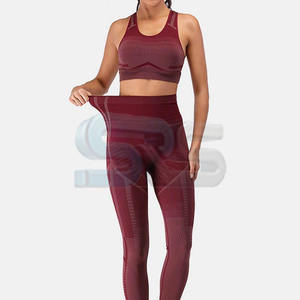 Ensemble de yoga pour femmes de grande taille 2025 vêtements de sport sans couture à taille élastique deux pièces en coton pour femmes - Product Image 1