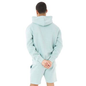 Ensemble de survêtement décontracté 100 % coton pour homme, personnalisable, avec short et col à capuche, motif uni, coupe régulière, grammage lourd - Product Image 2