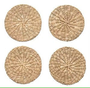 Haute qualité écologique jonc de mer tissé 4 pièces sous-verre ensemble couleur naturelle tapis de cuisine tampons fabriqués au Vietnam en gros - Product Image 4