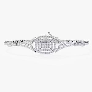 Pulsera de Diamantes Imperiales Clásica de Oro Blanco de 14k con Corte Redondo Personalizado para Mujer - Product Image 2