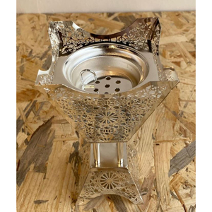 Vintage Cut-Out Design Exclusive <b>Silver</b>-Finish Metal Incense <b>Burner</b> for Home Table Decoration Bakhoor <b>Burner</b> for Religious Use - Product Image 1