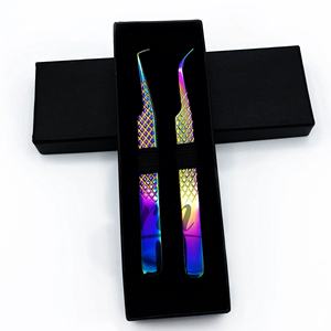 Pince à épiler multi-cils personnalisée de haute qualité RMI avec emballage de boîte noire 2 pièces et ensemble de 2 points différents - Product Image 1