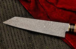 Cuchillo de chef de cocina de gota de lluvia de acero de Damasco personalizable, regalo de aniversario forjado a mano para entusiastas del bricolaje, soporte OEM - Product Image 6