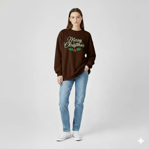 Sweat-shirt décontracté pour femme, col montant, imprimé, avec badge à paillettes, en molleton de coton, coupe ample, mode d'hiver - Product Image 1