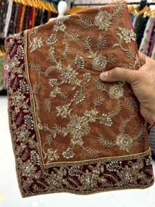 Sari en soie brodé de Zari lourd du fournisseur en gros travail ethnique indien de qualité supérieure pour les occasions de mariage et de fête - Product Image 3