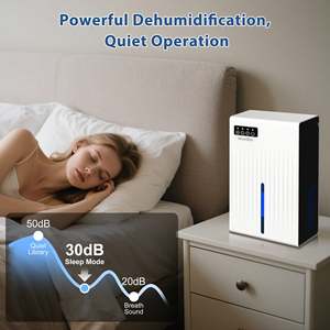 เครื่องลดความชื้นในบ้านแบบอิเล็กทรอนิกส์ Cobectal ถังเก็บน้ำ 95 ออนซ์ ระบบปิดอัตโนมัติ ล็อคป้องกันเด็ก ไฟ LED 7 สี สำหรับห้องนอน วัสดุพลาสติก - Product Image 4
