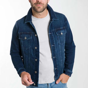 Veste en jean d'hiver pour homme, nouvelle conception, boutonnée, manches longues, couleur bleu foncé, style streetwear, veste chaude d'hiver pour homme - Product Image 1