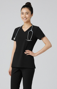 Cómodo ajuste Unisex médico Scrub Set desgaste todo el día cuello en V Scrub Top embalaje personalizado Spandex algodón Hospital Scrubs uniformes - Product Image 5