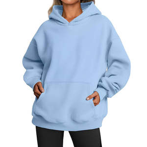 Vente en gros de haute qualité Logo personnalisé surdimensionné à capuche goutte épaule couleur unie sweats à capuche à bas prix & quantité minimale de commande sweats à capuche pour vêtements pour femmes. - Product Image 2