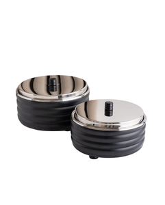 Ensemble de deux casseroles modernes noires en acier inoxydable pour le ramadan, spécial hotpot, chauffe-plats, buffet - Product Image 1