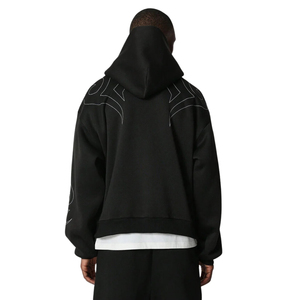 Sweat à capuche ample de haute qualité pour homme, avec logo personnalisé, motif brodé 3D, saison hiver, 100 % coton, manches et poitrine. - Product Image 2