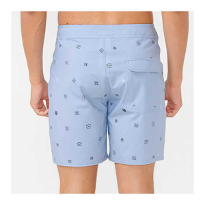 100% Polyester toile hommes Shorts taille élastique séchage rapide décontracté motif solide poches fonctionnelles coutures renforcées - Product Image 2