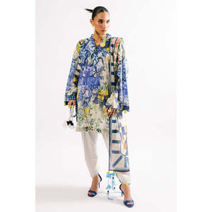 Ensemble de costume 3 pièces pour femmes en mousseline imprimée 100% coton respirant avec dupatta CL-62144 - Product Image 1