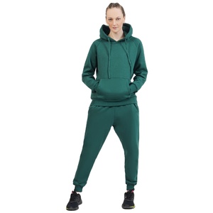 Conjunto de chándal de invierno 100% de algodón personalizado para mujer, conjunto de Sudadera de cuello redondo de gran tamaño de lana de algodón y conjuntos de Jogger, chándal de mujer - Product Image 1