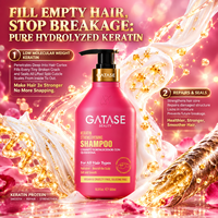 GATASE Shampoing Lotion Végétalien Premium à la Kératine Anti-Frisottis Lissant Sans Silicone Éclaircissant Cheveux Abîmés et Chute de Cheveux